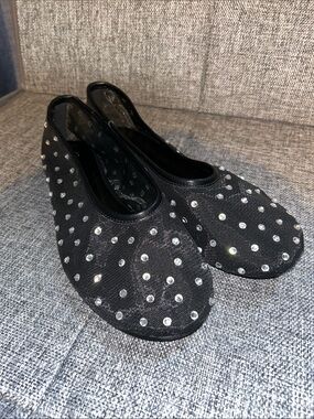 NEW - Women's Black Rhinestone Ballet Flats